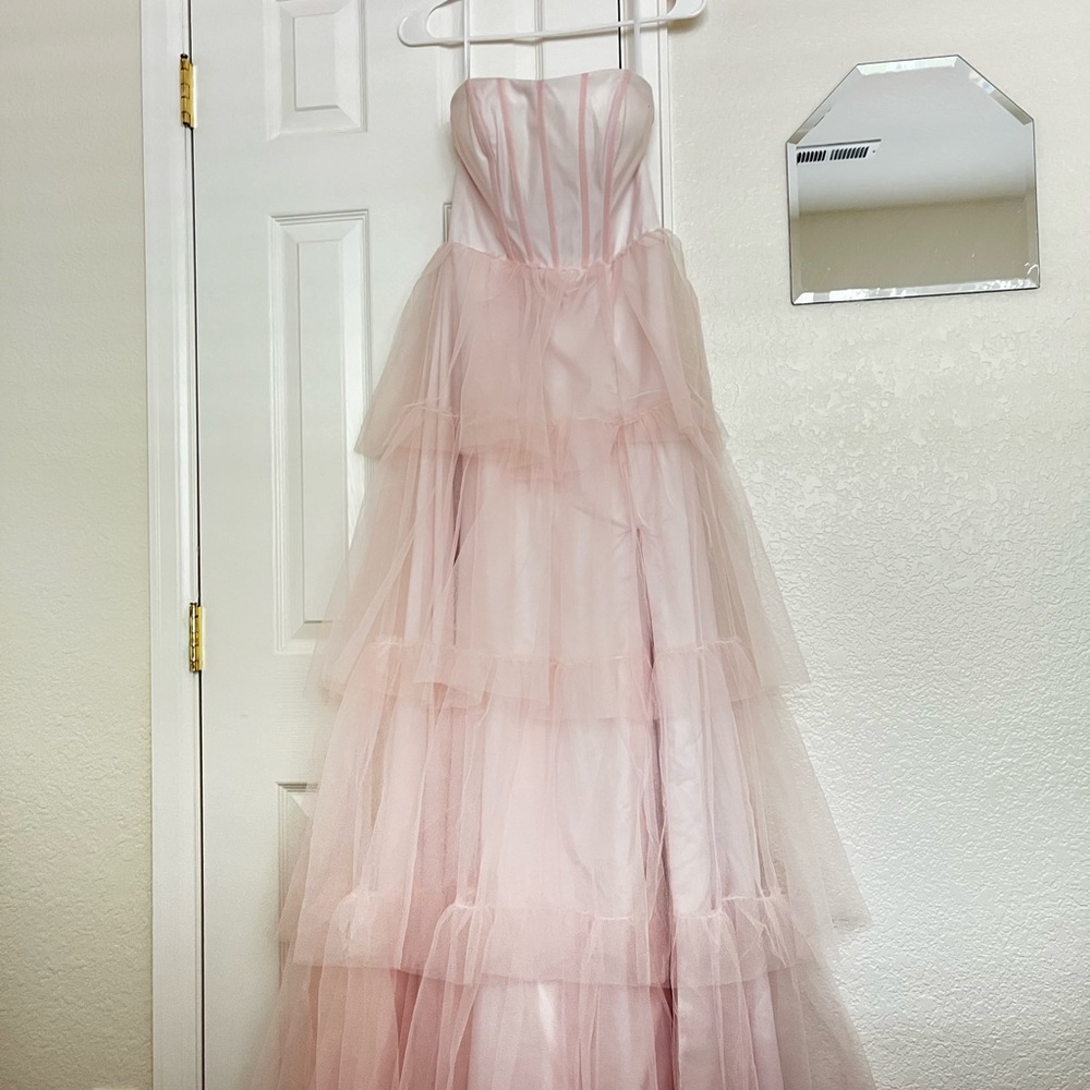 Pink tulle maxi dress